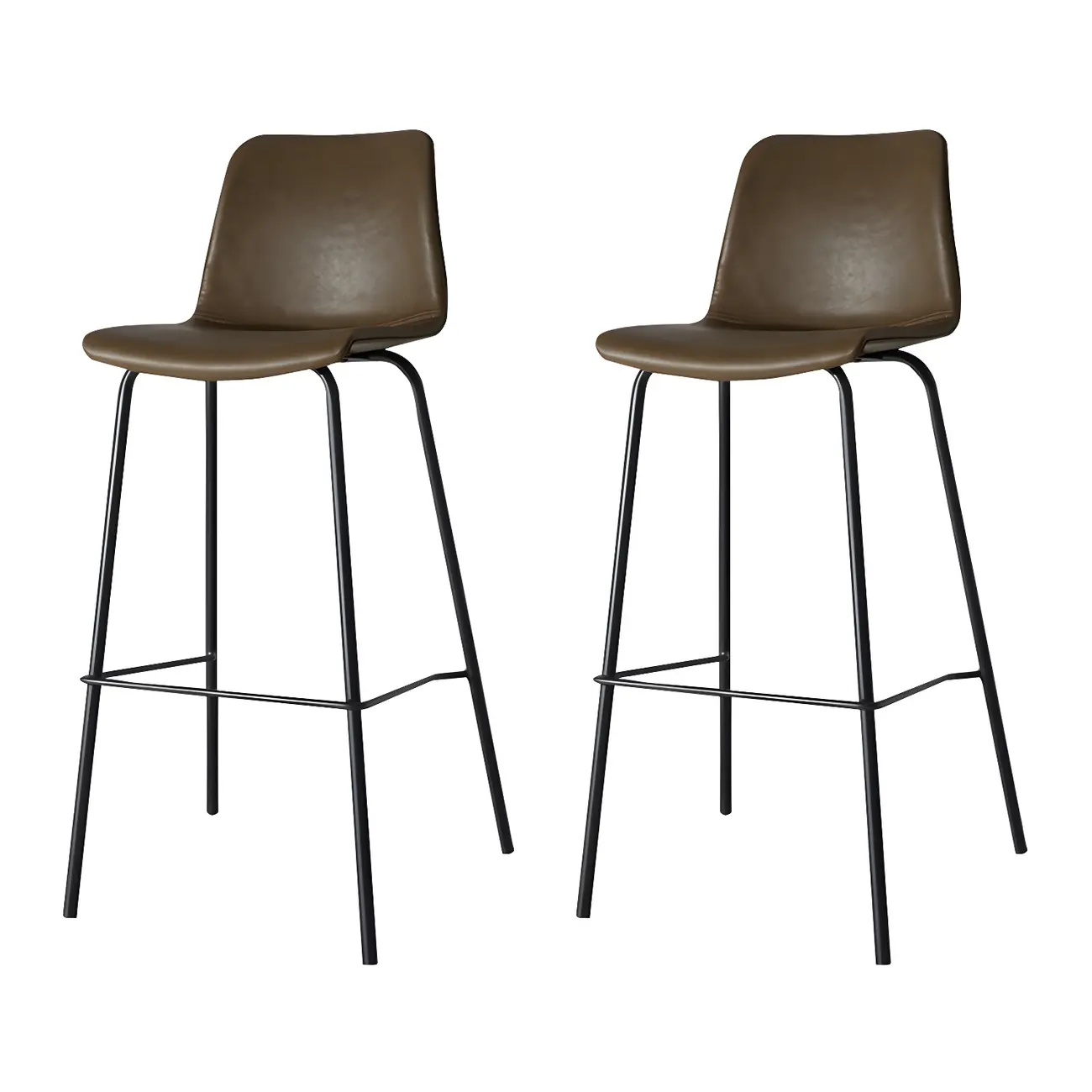 Brown Saddle Metal Frame Leather Counter Stools with Backs