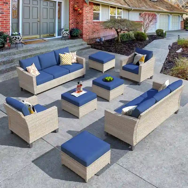 HOOOWOOO 8-piece Wicker Patio Furniture Conversation Sofa Set