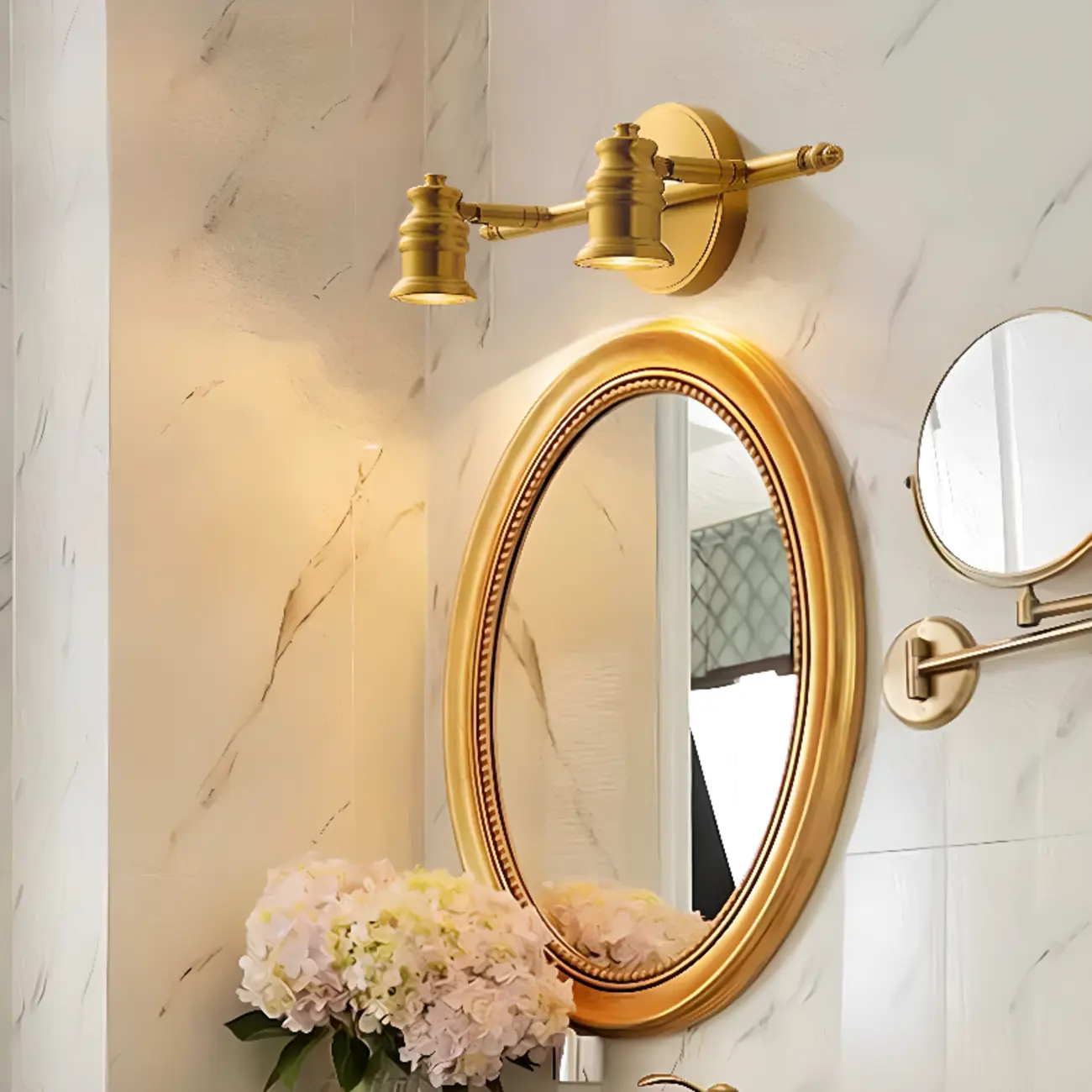 Antique Copper Gold Bath Vanity Light Fixture Hardwired