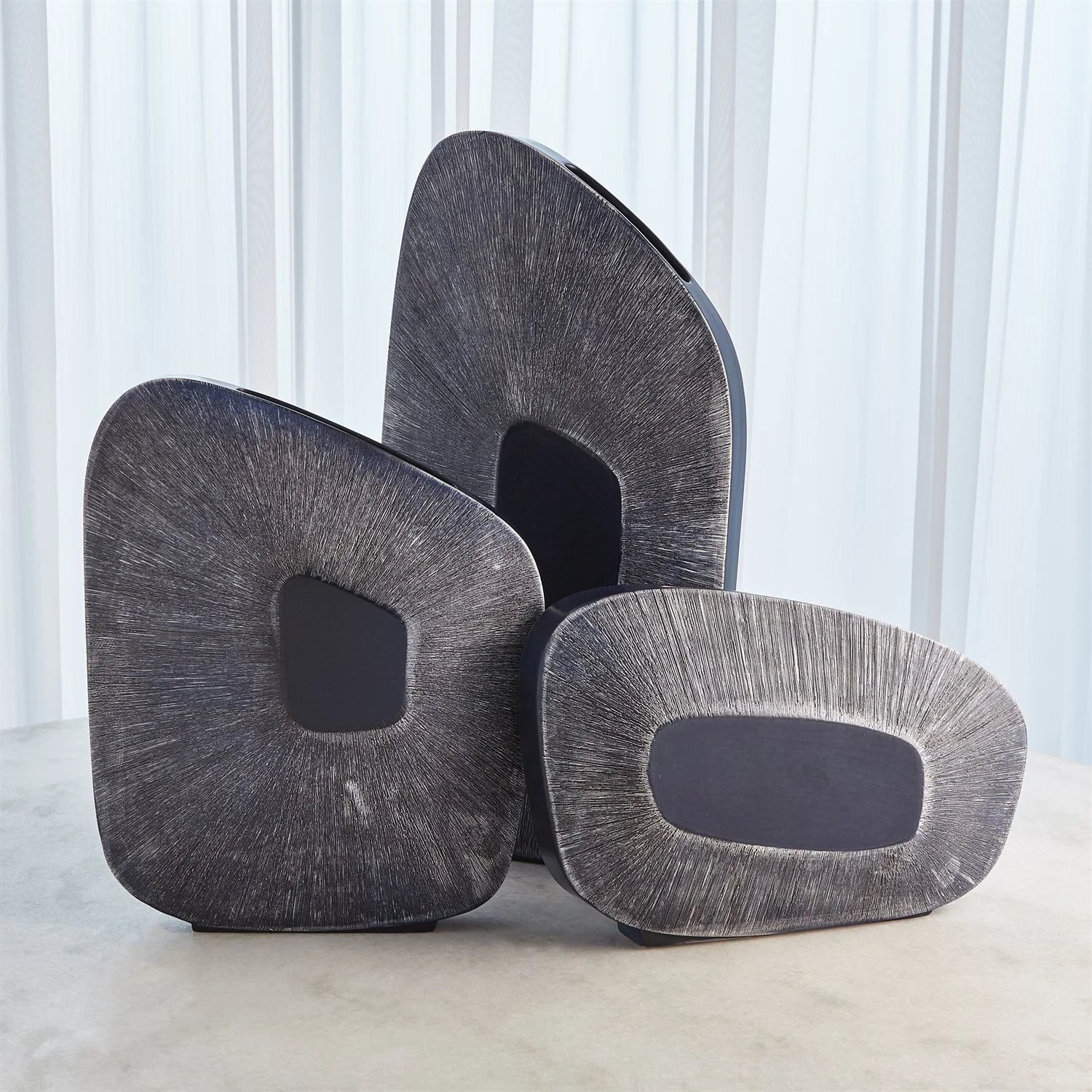 Offset Square Scratch Vases-Ink