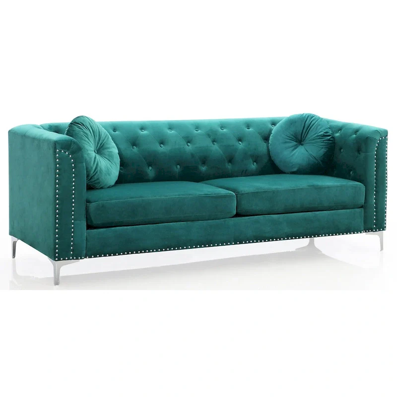 Pompano Velvet Button Tufted Sofa