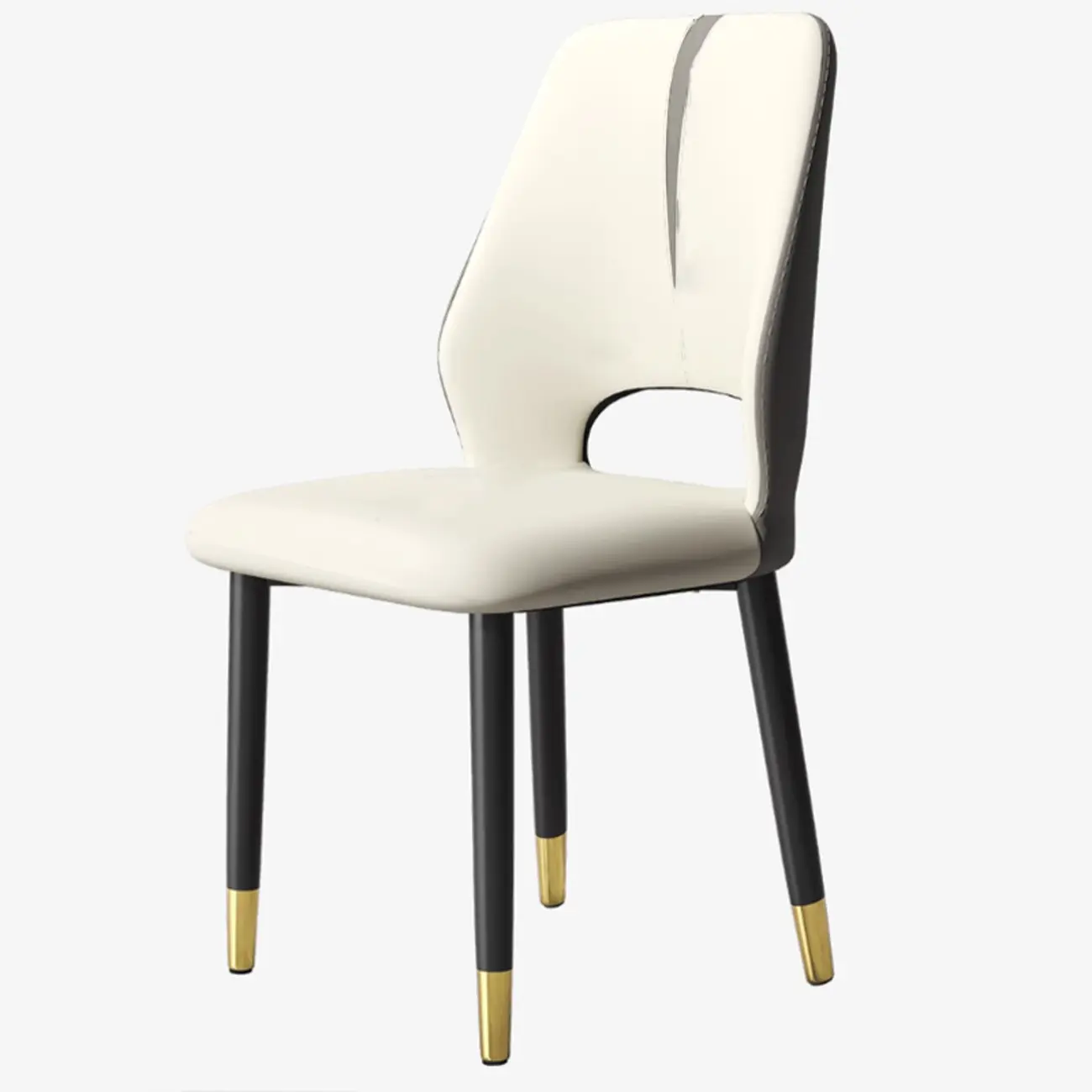 Faux Leather Wingback Metal Legs Dining Chairs