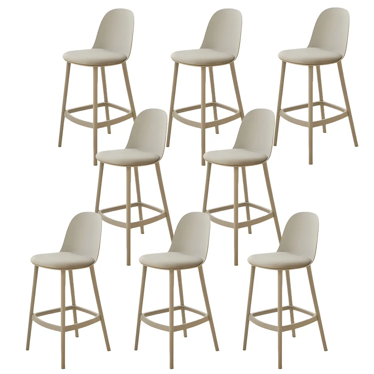 Modern Plastic Upholstered Bar Stool with Footrest