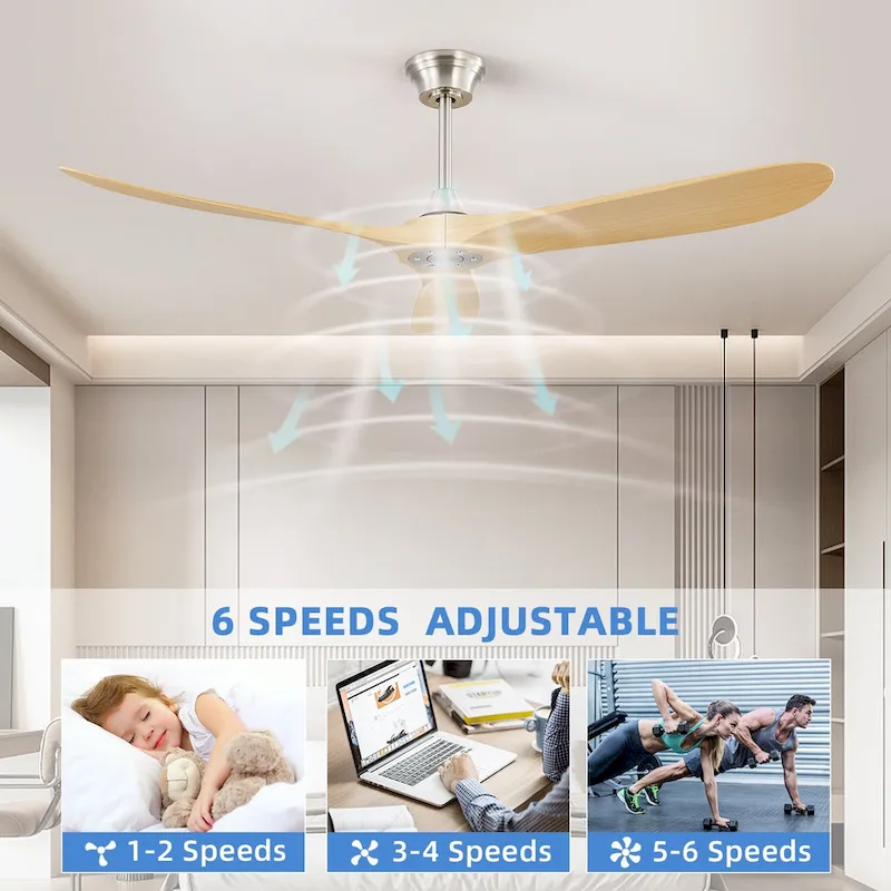 60  Smart Ceiling Fan without Light,Nickel downrod with Plastic Blades