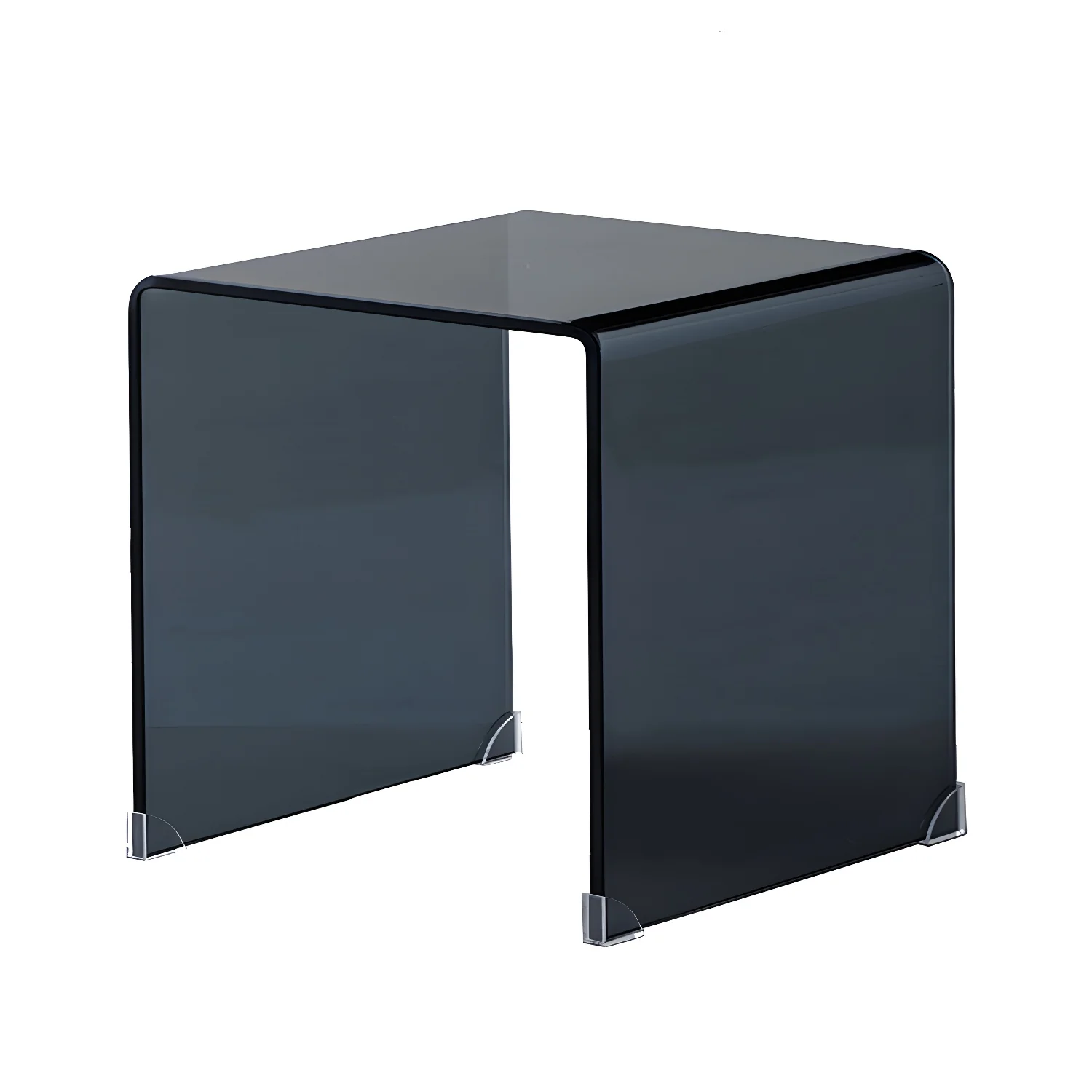 Stylish Clear Glass Nightstand with Open Shelf