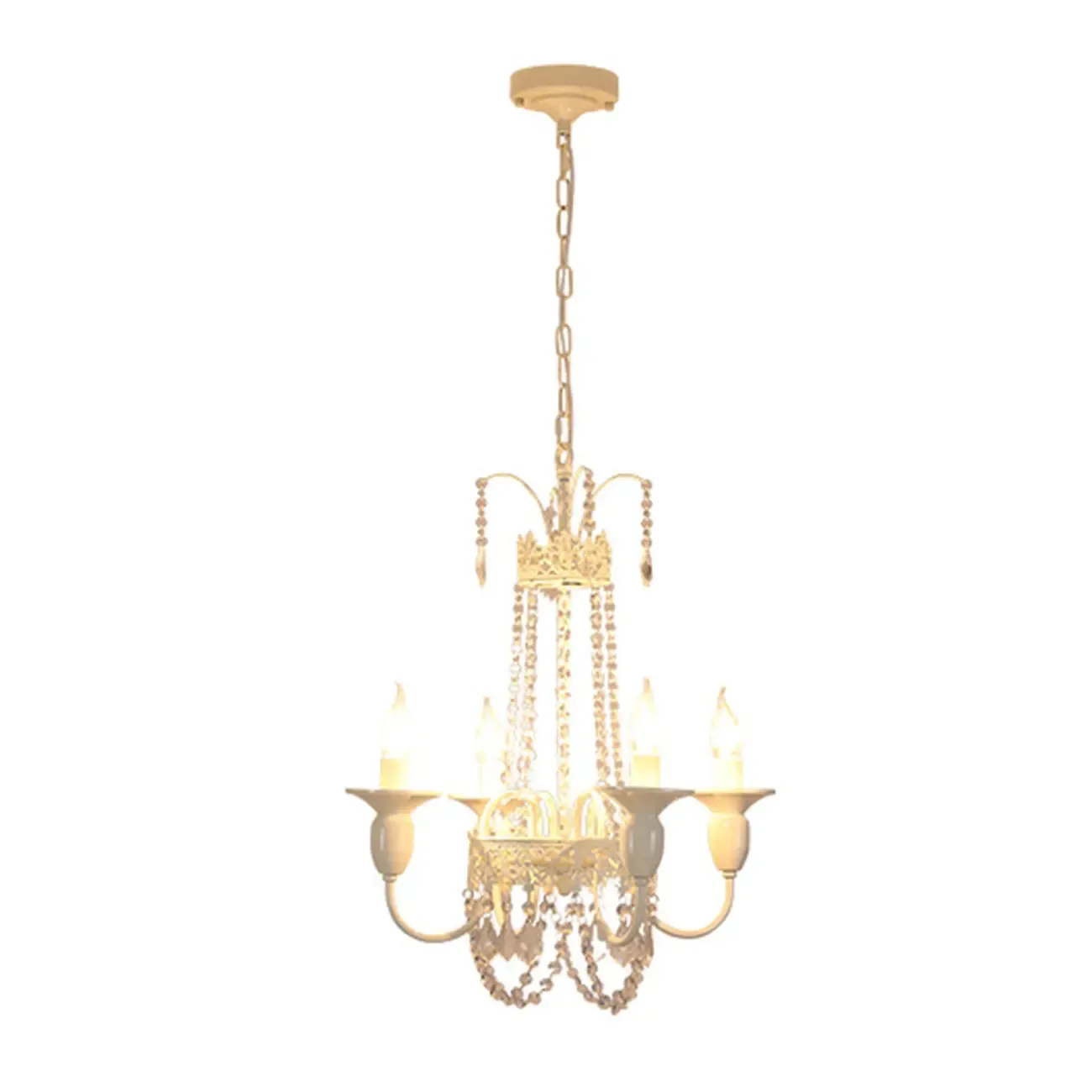 Crystal White Metal Crown Candelabra Chandelier