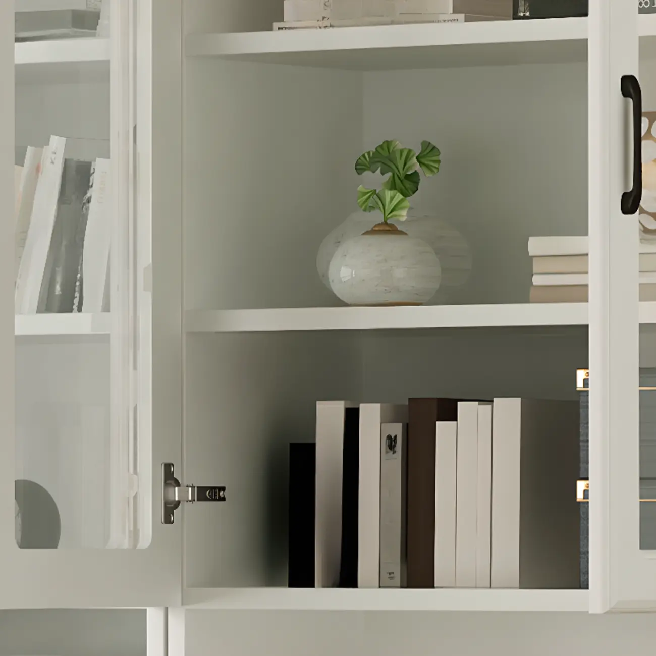 Classic White Vertical Wood Display Bookcase with Cabinet