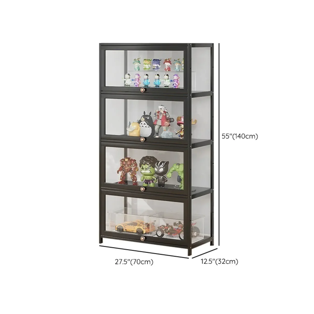 Simple Flip-up Black Clear Glass Cabinet