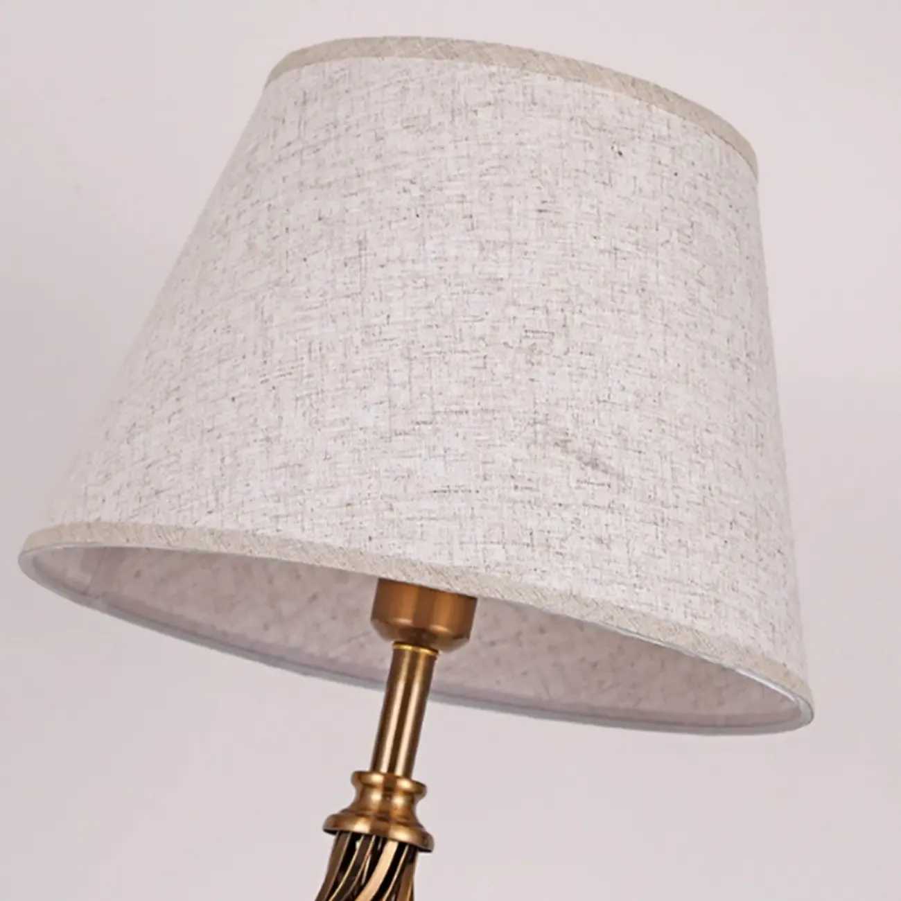 Geometric Fabric LED Bedside Table Lamp Antique Brass Base
