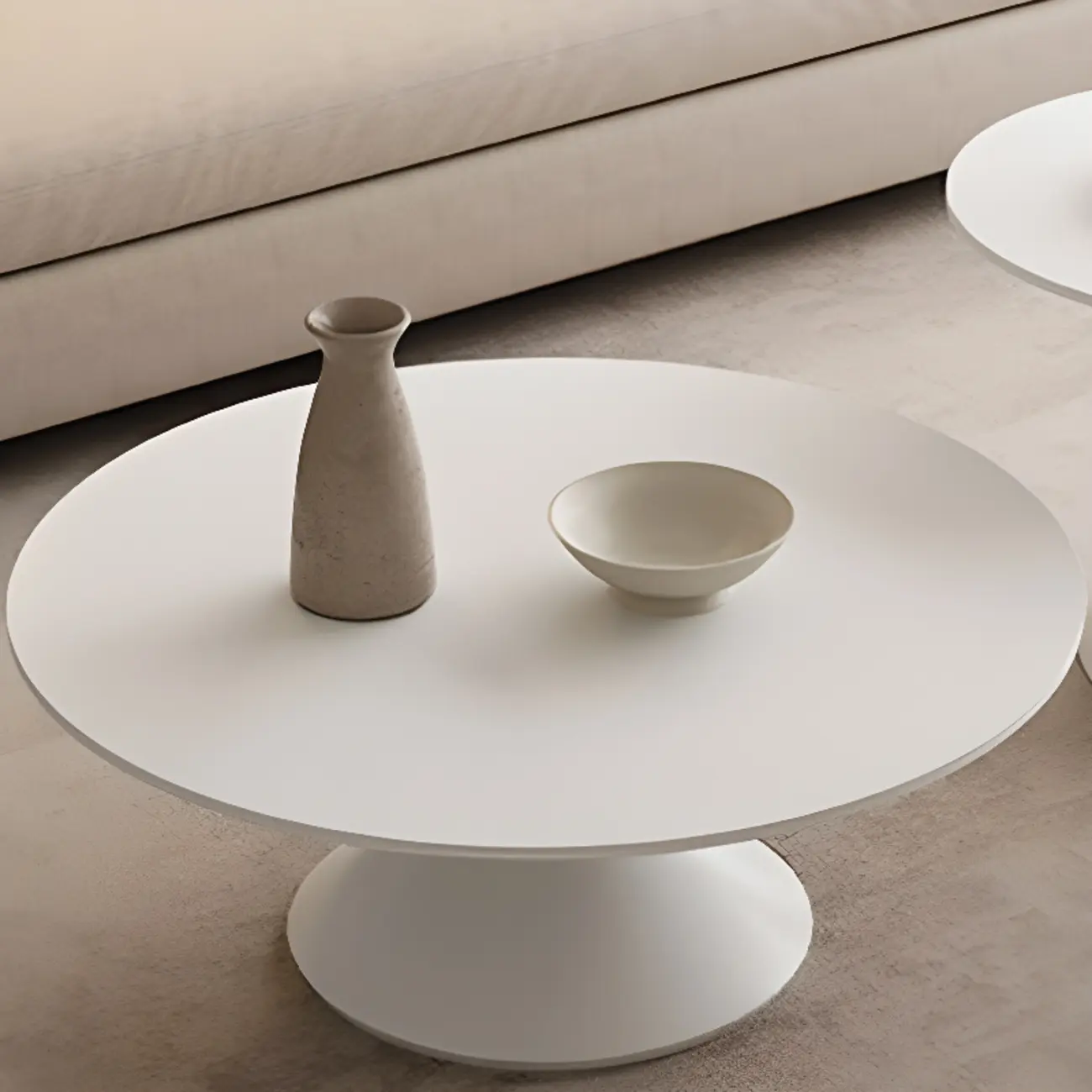 White Round Nesting Coffee Table with Modern Simple Style