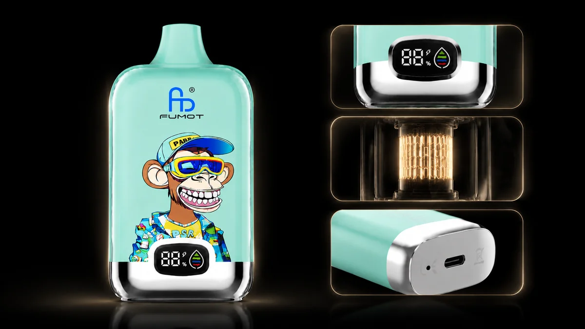 Fumot Digital Box 12000 Cuban Menthol Mojito Vape Funktionsdetails mit Display, Mesh Coil und Ladeanschluss