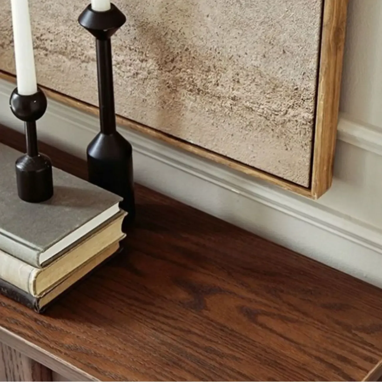 Rectangular Wood Brown Console Table with Shelves