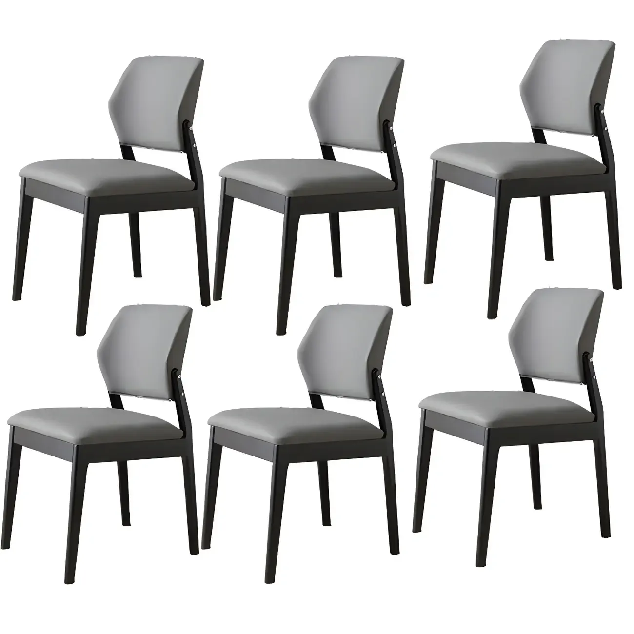 Modern Wood Faux Leather Beige Low Back Dining Chair