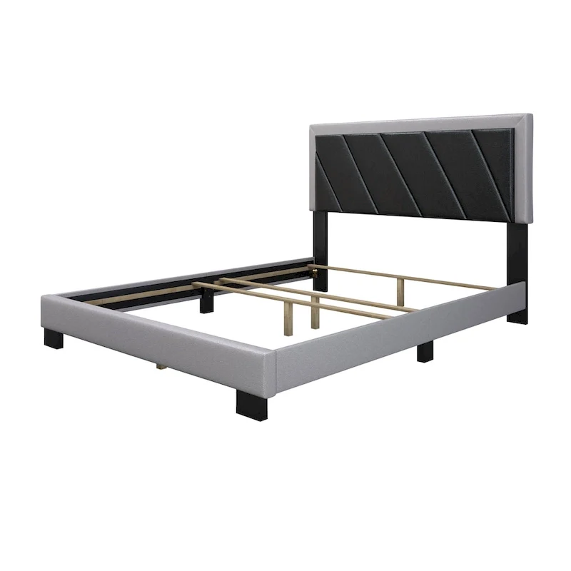 Boyd Sleep Savona Diagonal Upholstered Black and Gray Bed Frame