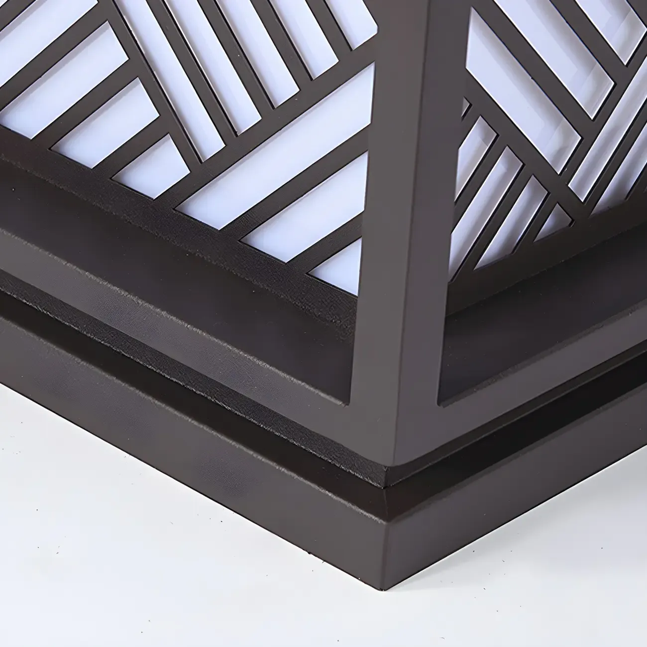 Cubic Metal Post Cap Light with Geometric Pattern Shade