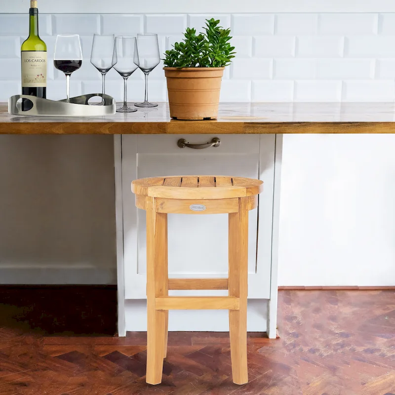 Chic Teak Santiago Indoor/ Outdoor Round Counter Stool, 24 inch