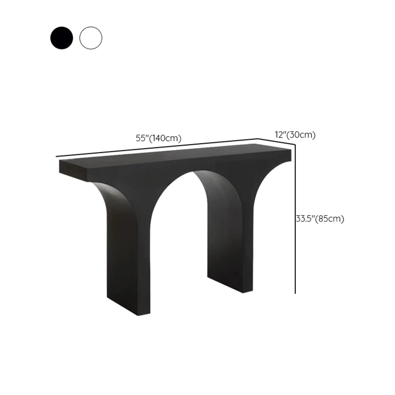 Entryway Rectangular Black Arch Base Console Table