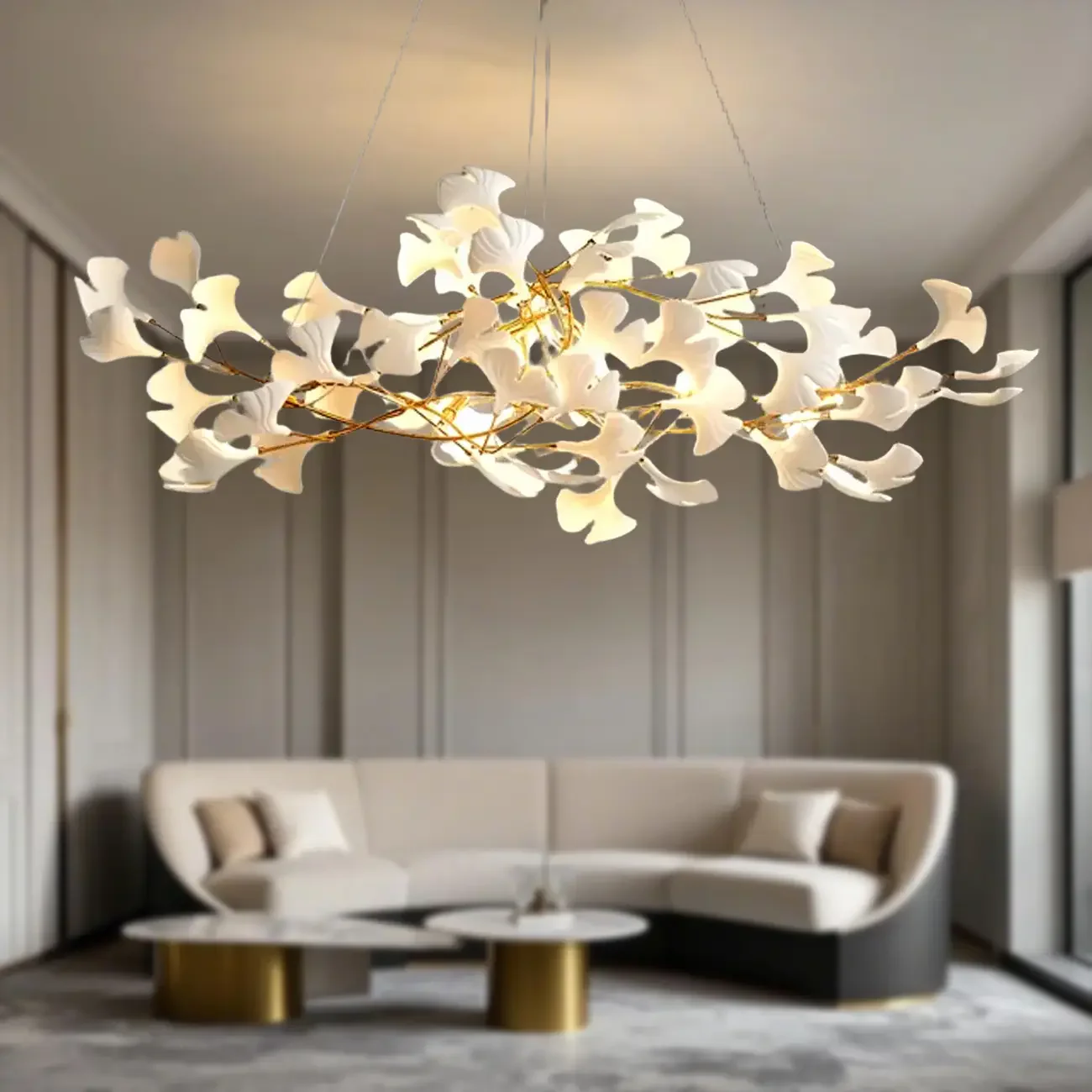 Irregular Gold 6-Light Ceramic Island Pendant Light