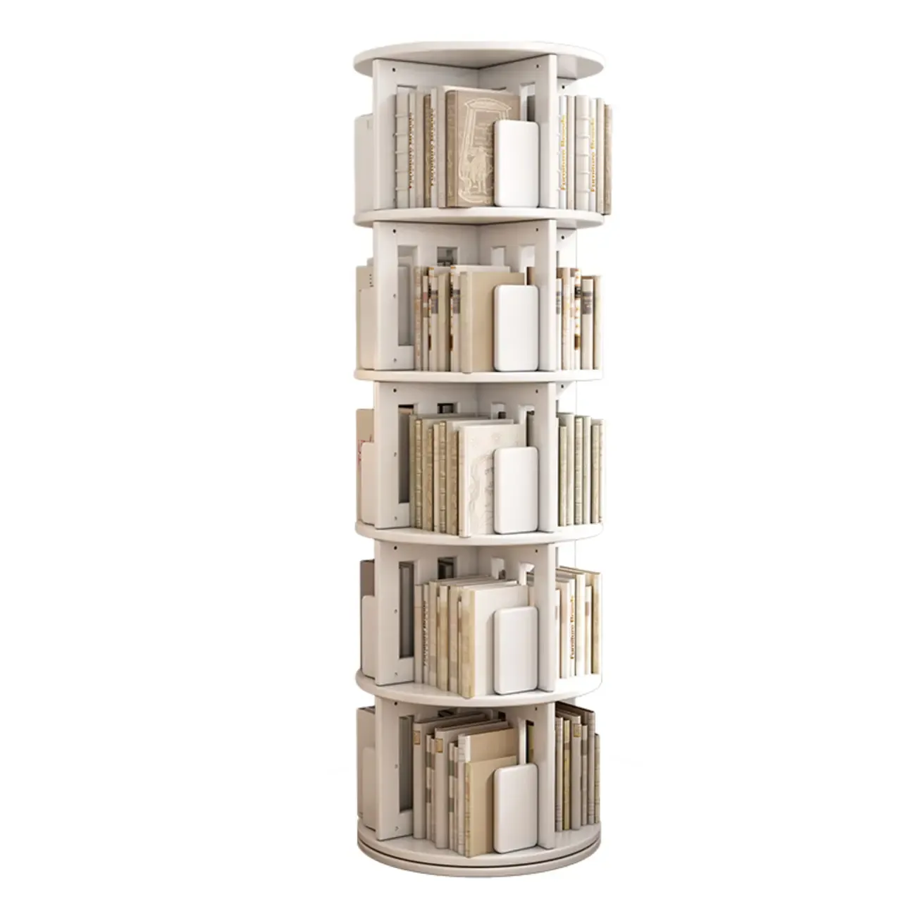 Medium Rotatable Nut-brown Wooden Vertical Bookcase