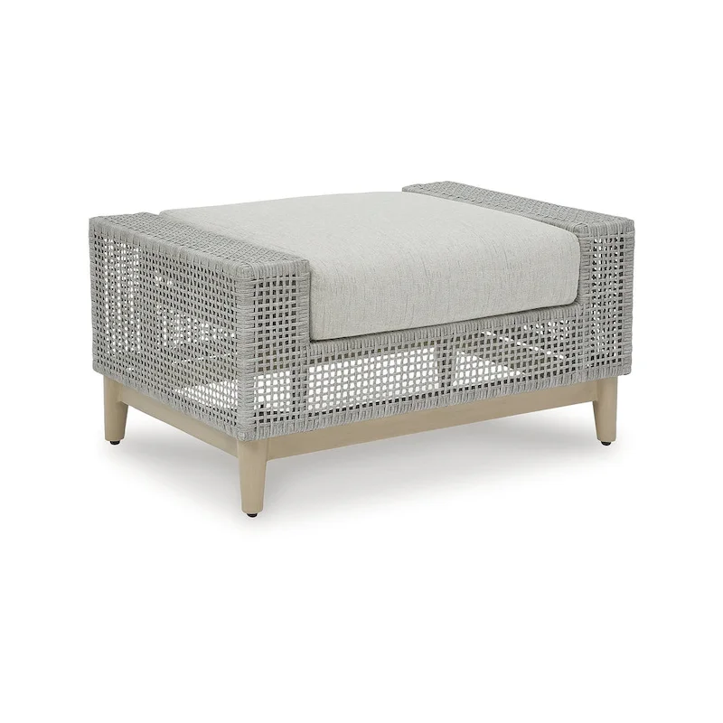 Signature Design by Ashley Seton Creek Gray Outdoor Ottoman with Cushion - 35.13  W x 24.5  D x 19  H