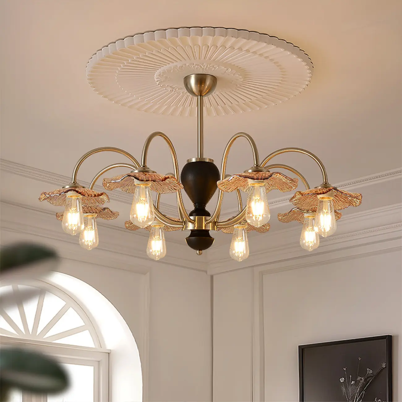 Retro Geometric 6/8 Lights Glass Chandelier in Chrome