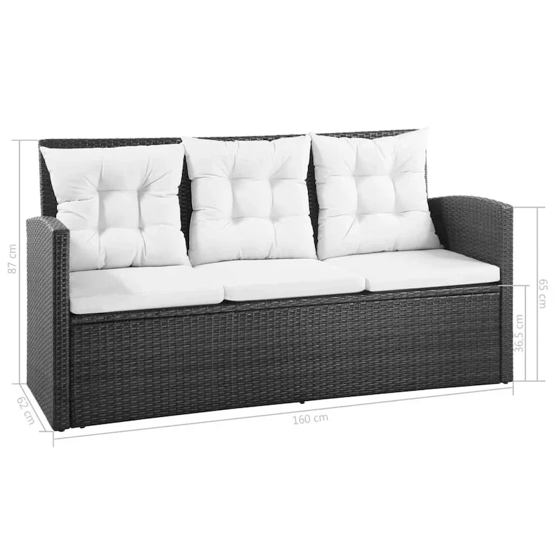 vidaXL Patio Furniture Set Conversation Set Sectional Sofa with Table Rattan - 47.2 x 27.6 x 26