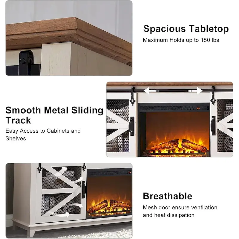 Farmhouse Fireplace TV Stand, Entertainment Center, TV Console