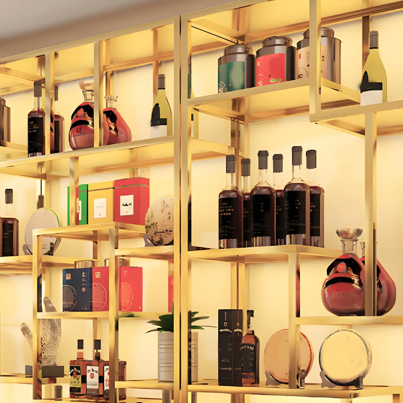 Glam Freestanding Gold Tall Metal Wine Rack