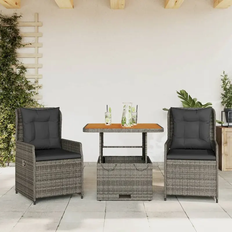 vidaXL Bistro Set Grey, Brown, Dark grey - 31.5 x 31.5 x 28.0
