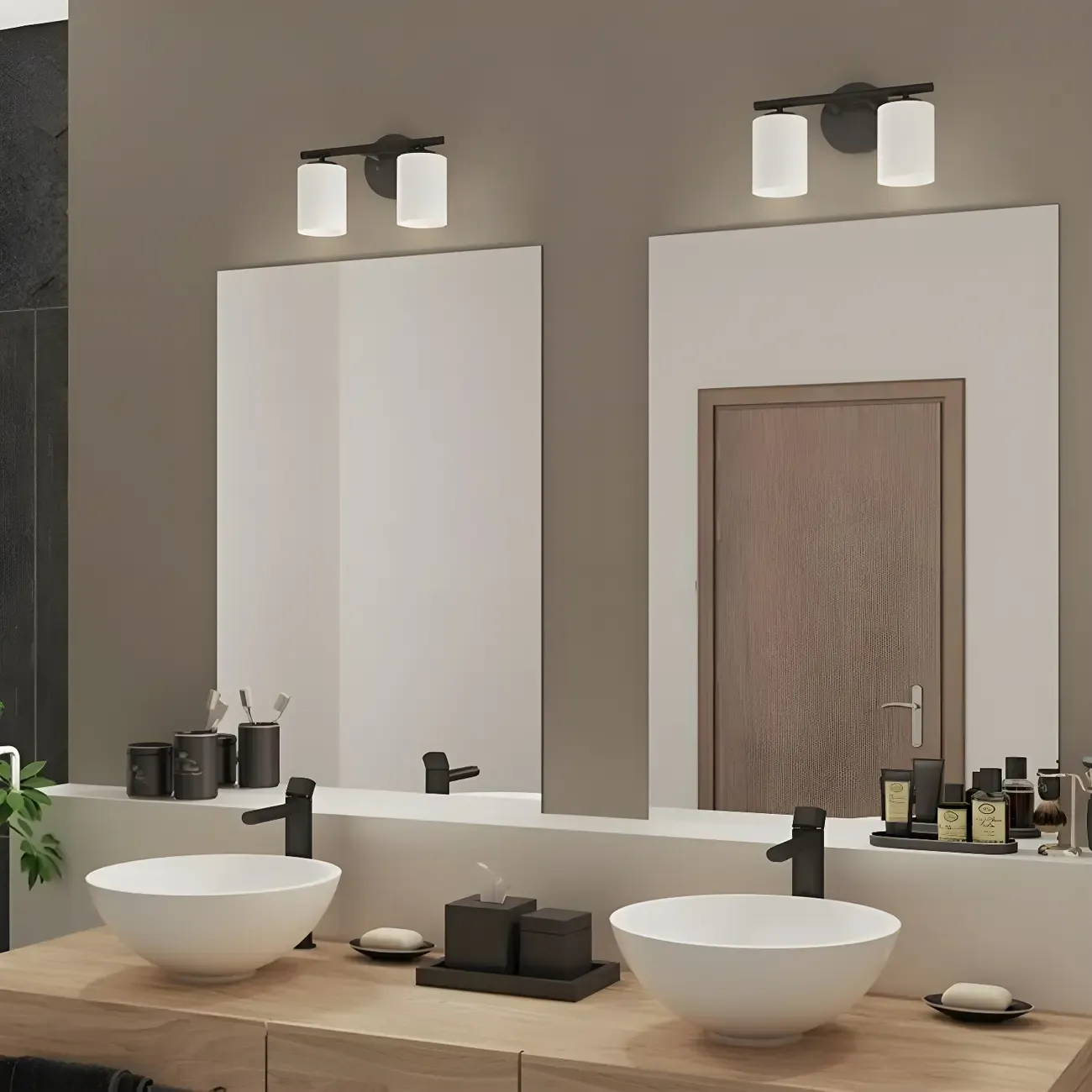 Industrial Metal Cylinder Glass Bathroom Vanity Light