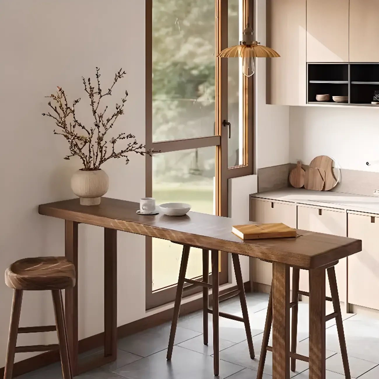 Rustic Cocoa Pine Fixed Top Sled Bar Tables