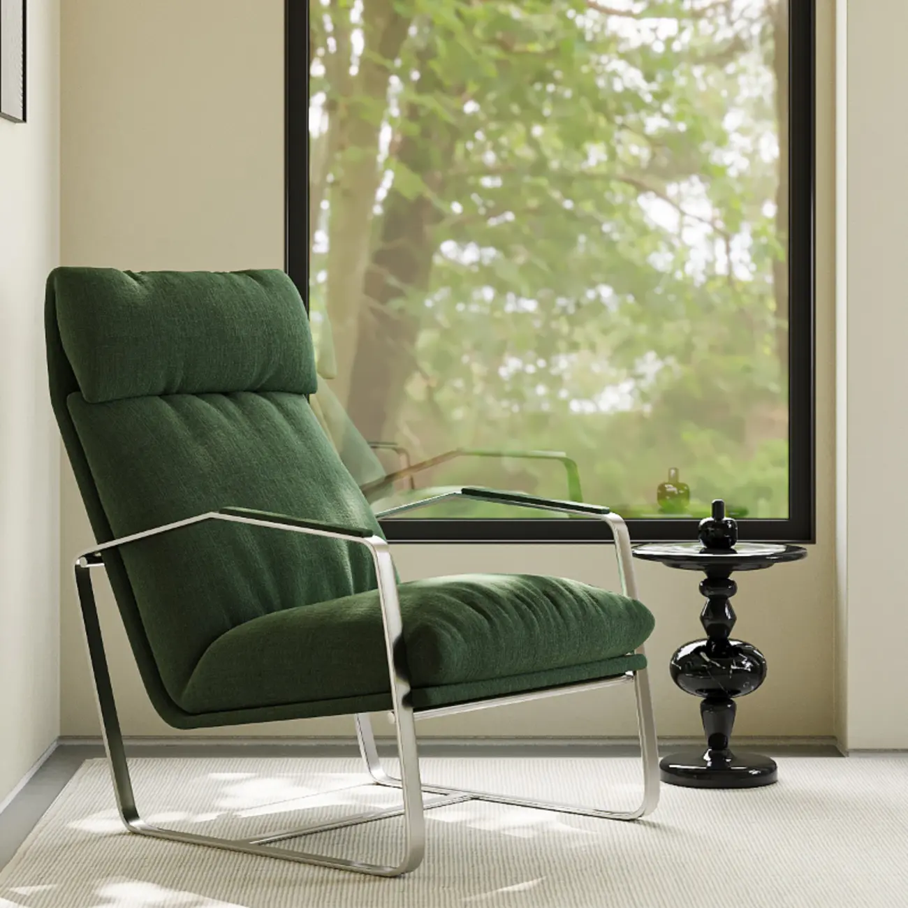 Modern Chenille High-Back Accent Chair With Arms