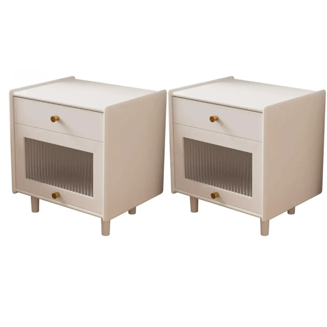 Natural Ash Wooden Drawer Cabinet Nightstand with Legs