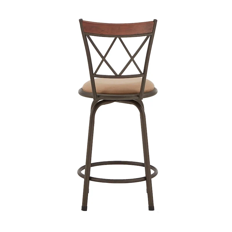 Verona Adjustable Bronze Finish X-Back Metal and Wood Trim 3pc Pack Stools by iNSPIRE Q Classic