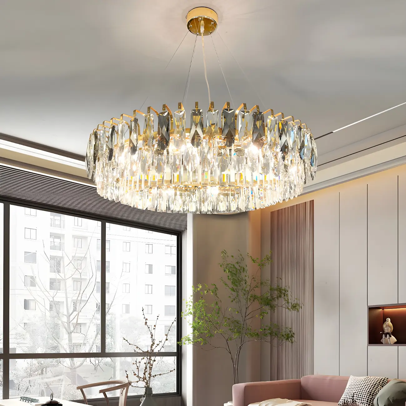 Elegant Modern Oval Clear Crystal Chandelier