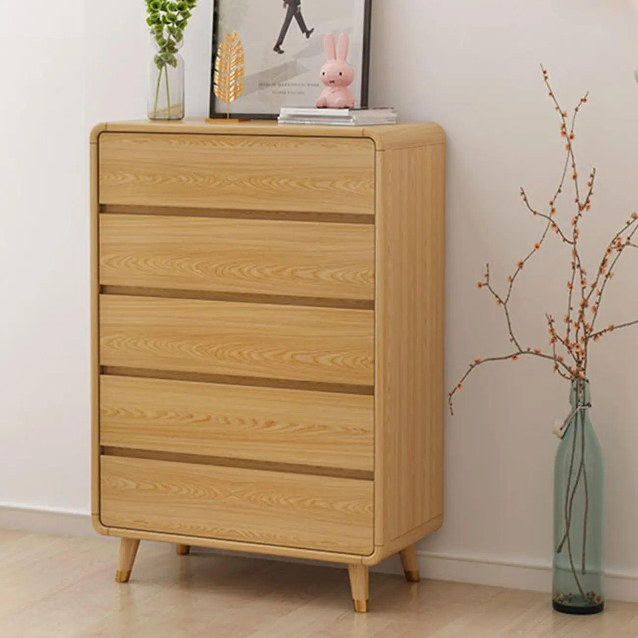 Elegant Large Brown White Wood Bedroom Chests with 9 Drawer