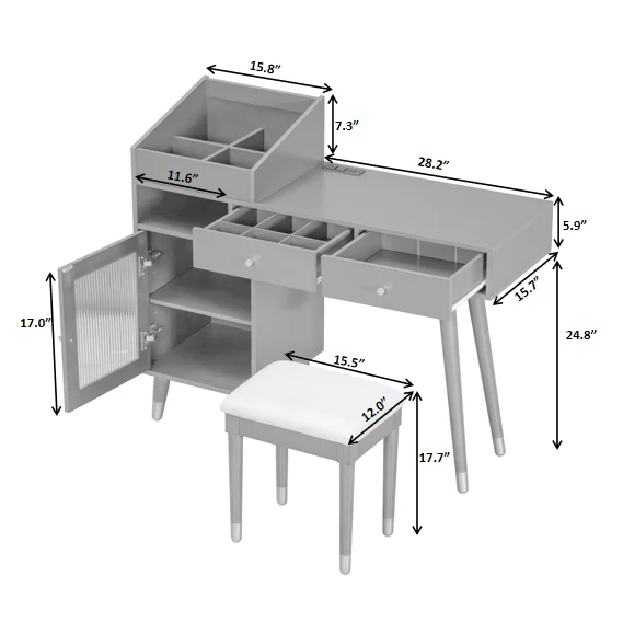 Walker Edison | Modern Makeup Vanity Desk with Drawers