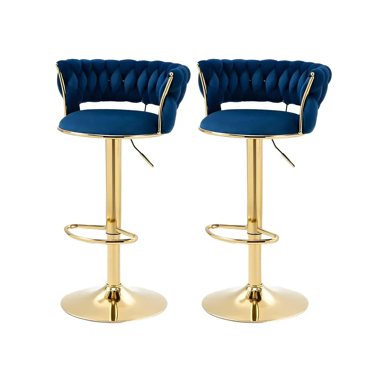 Gold Base Low Back Adjustable Swivel Bar Stool
