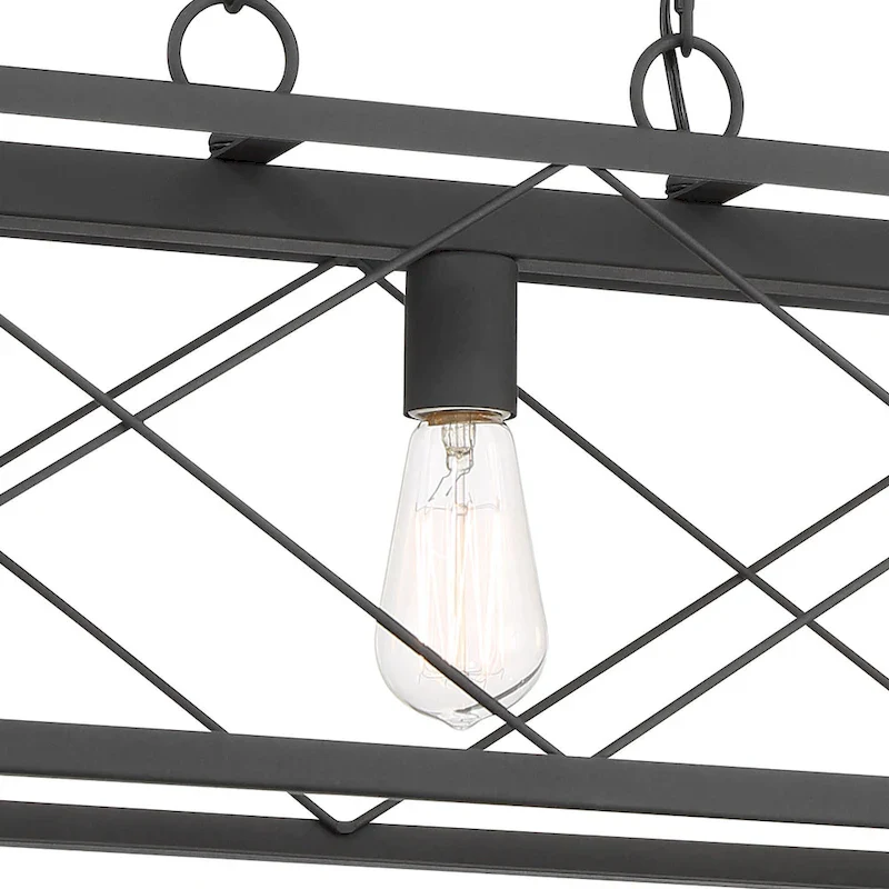 Farmhouse Industrial 3-light Rectangle Grid Kitchen Island Pendant - 25 inches