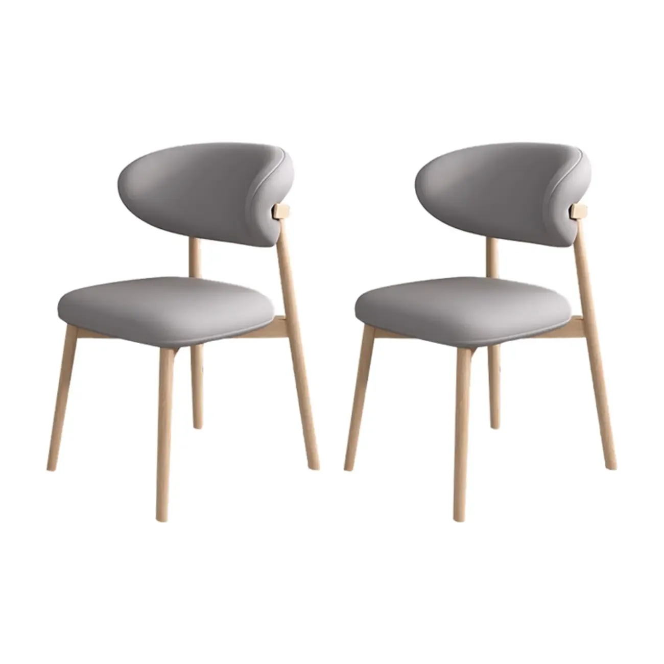 Modern Leather Wood Dining Chair Set of 2