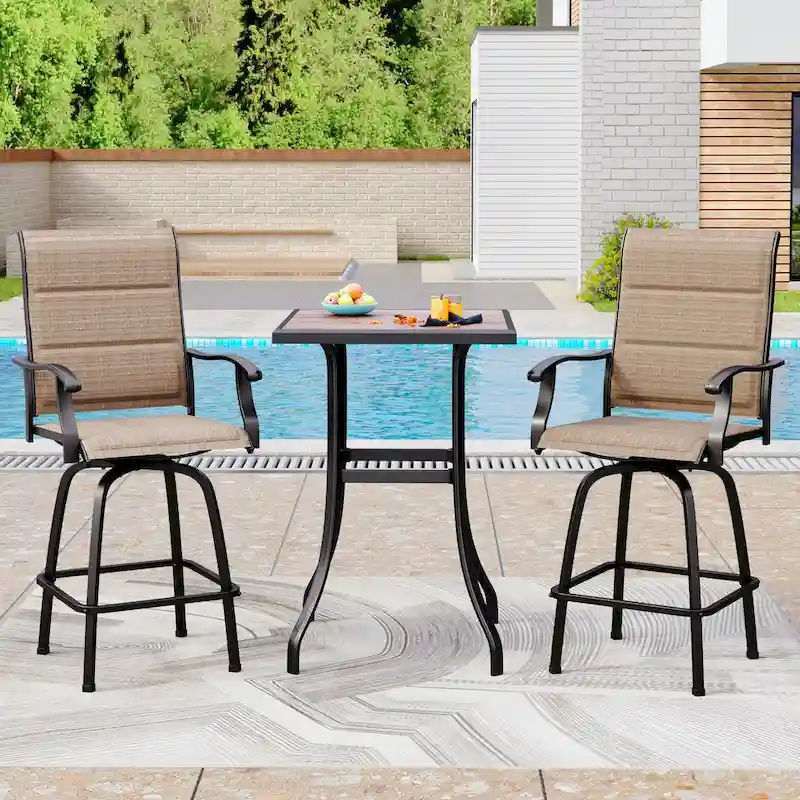 Namatota 3-piece Padded Sling Swivel Bar Stools and Table Set by Havenside Home
