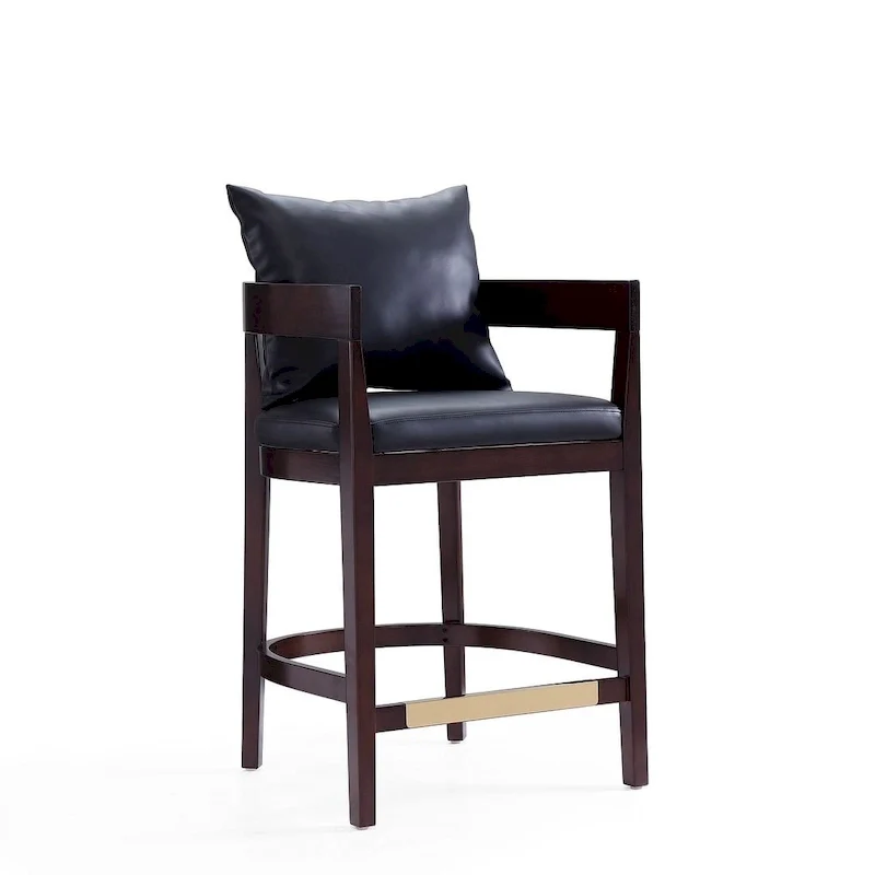Manhattan Comfort Ritz 34 in. Dark Walnut Beech Wood Counter Height Bar Stool