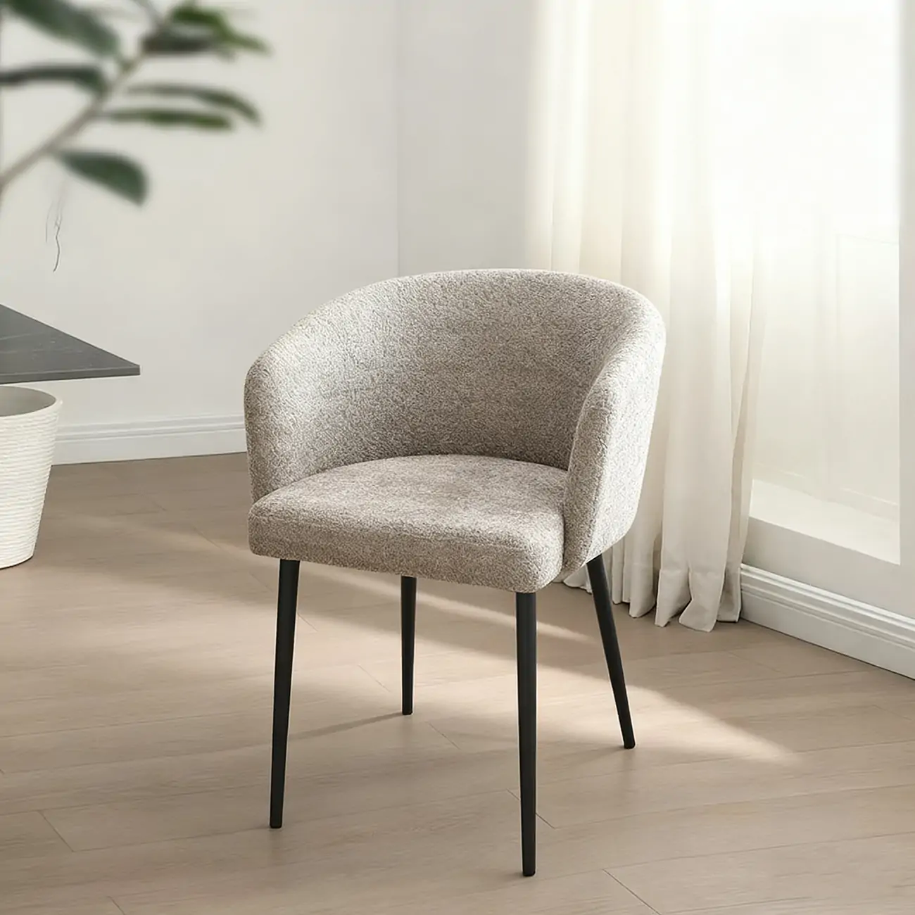 Modern Chenille Upholstered  Metal Leg Dining Chair