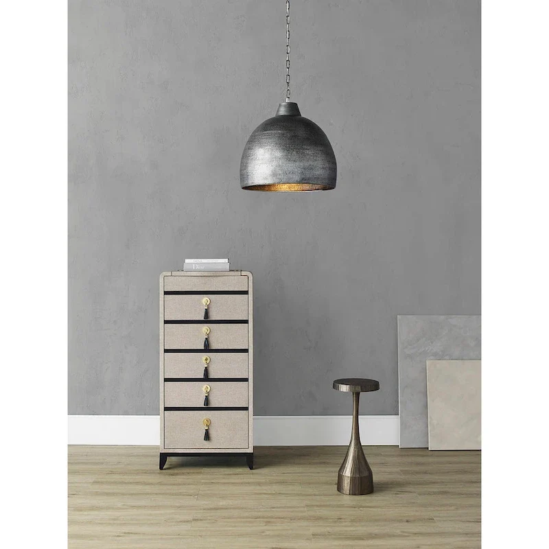 Currey & Company Earthshine Large Steel Pendant - 21.5 h x 22 dia