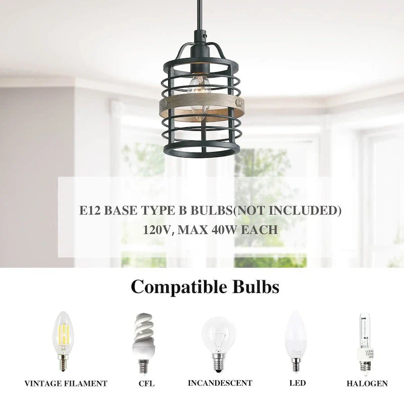 Carbon Loft Farmhouse 1-Light Cage Island Pendant Light - D4.7 *H7.9