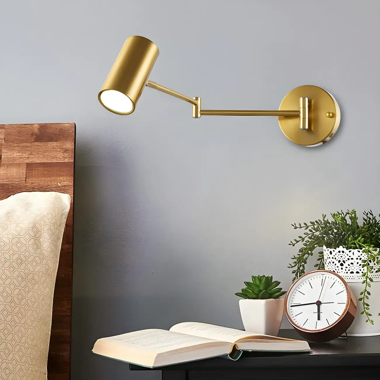 Modern Gold and Black Arm Swing Arm Wall Light