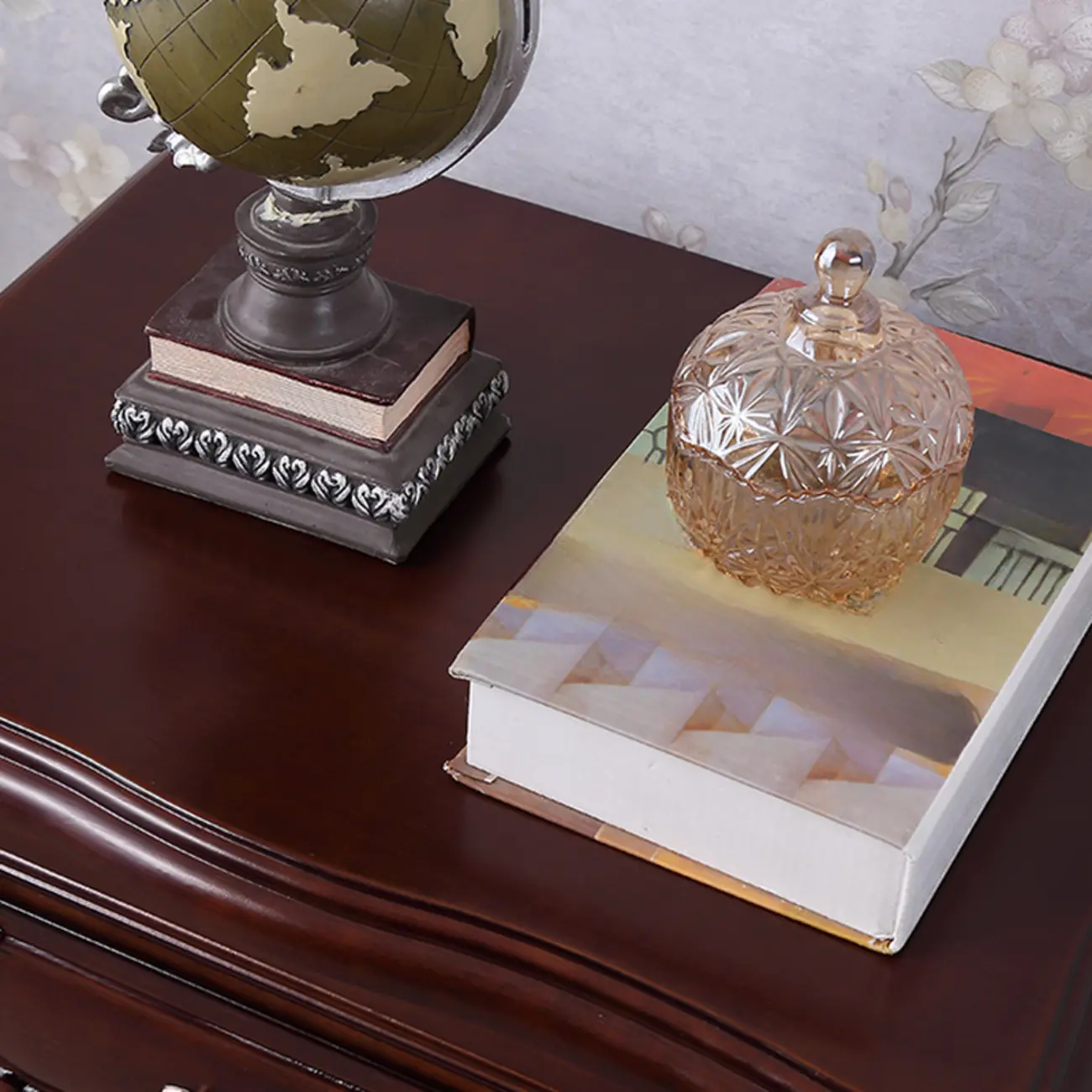 Traditional Carved Wood 2-Drawer Nightstand