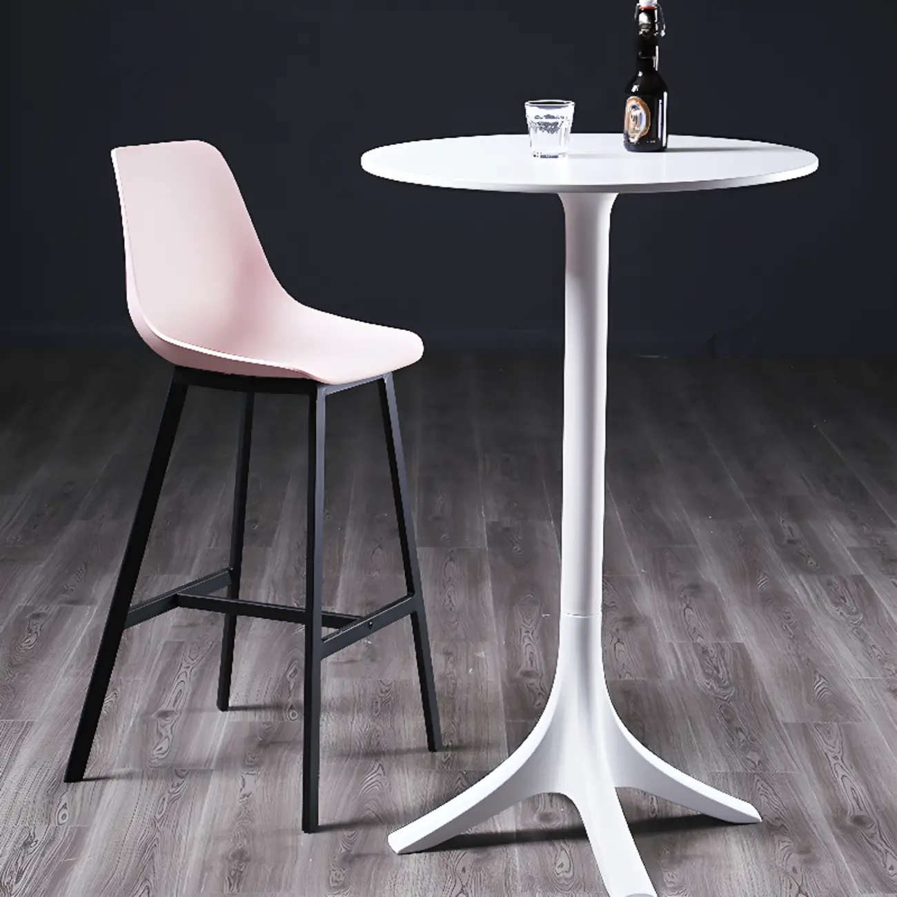 Fashion Synthetic Round White Fixed Top Bar Tables