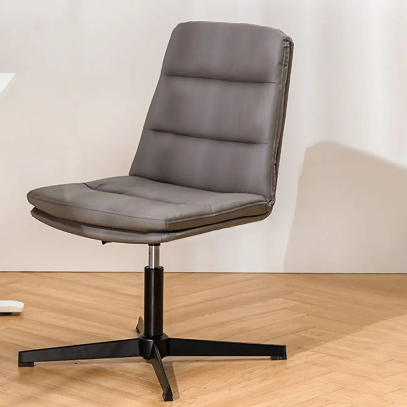 Elegant White Leather Ergonomic Swivel Office Chair
