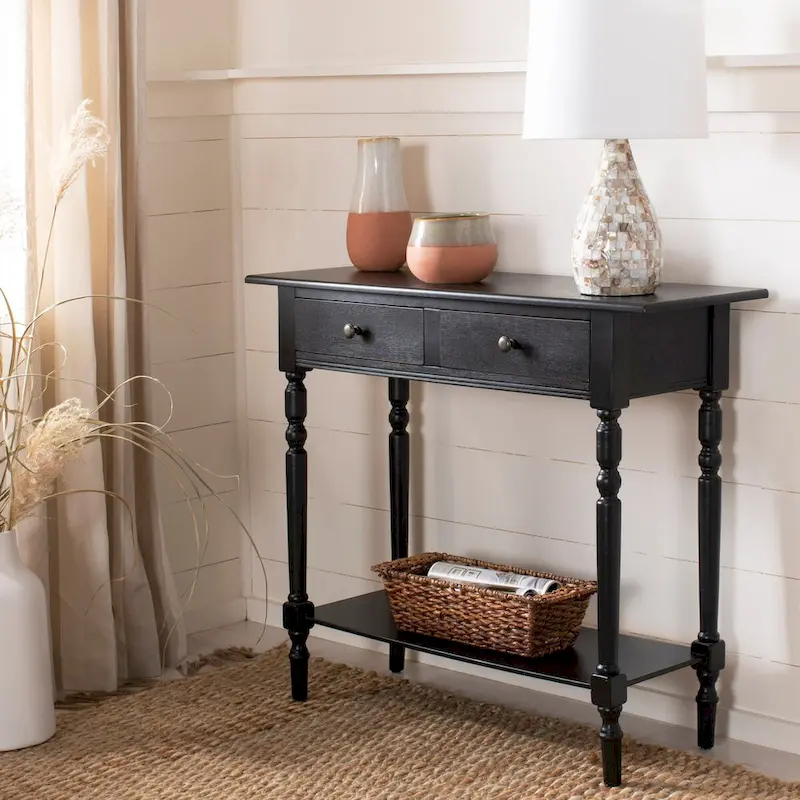 Arvilla Grey 2-Drawer Console Table - 37.8 x 13 x 31.9 - 38Wx13Dx32H